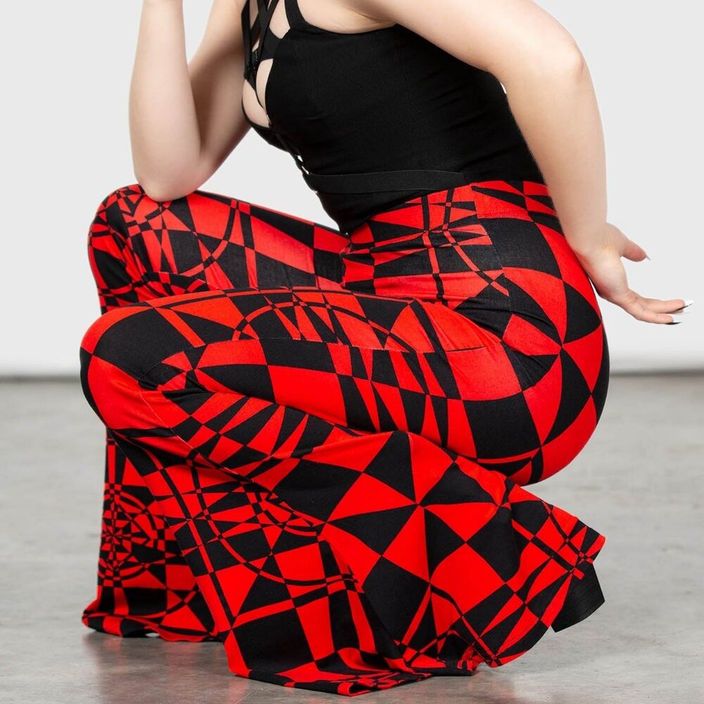 **Sold** KILLSTAR SUSPIRIA MOOD [BLACK/ RED] Stretch Flared Pants